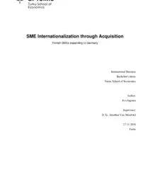 Opinnäytetyö: SME Internationalization through Acquisition – Finnish SMEs expanding to Germany